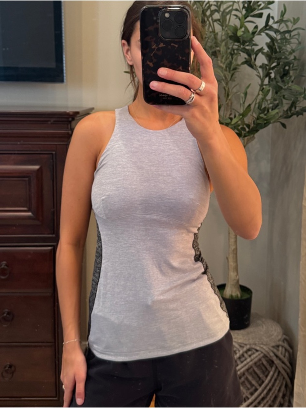 lululemon athletica size small Light Gray Racerback Tank with Dark Side Panels